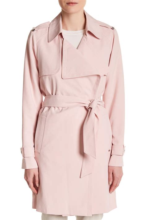 michael kors pink trench coat|Michael Kors belted raincoat.